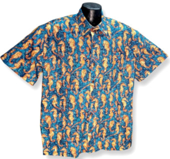 Seahorses Hawaiian Shirt- Made in USA- 100% Cotton